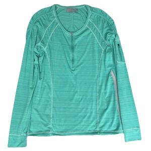 Athleta Shirt Womens Large Green Granola Girl Outdoors Fitness Comfort‎ Preppy